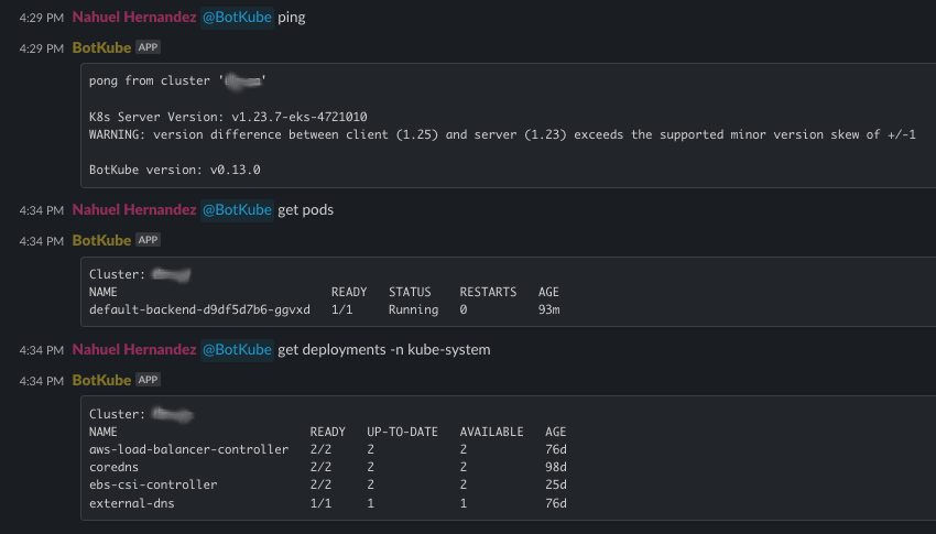 BotKube Commands